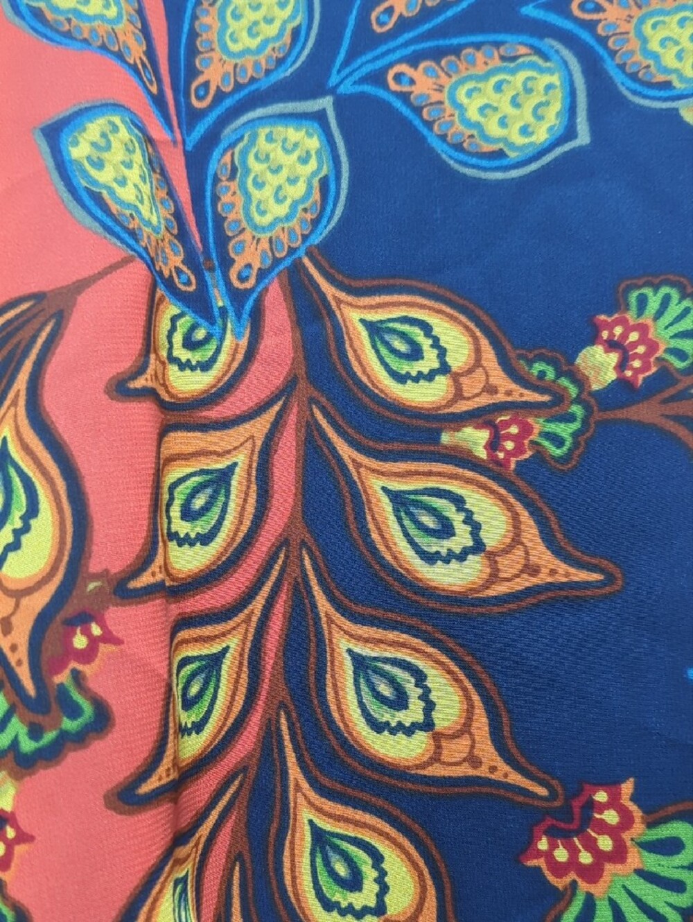 West Kei Navy & Coral Floral-Print Layered Blouse - Picture 6 of 6